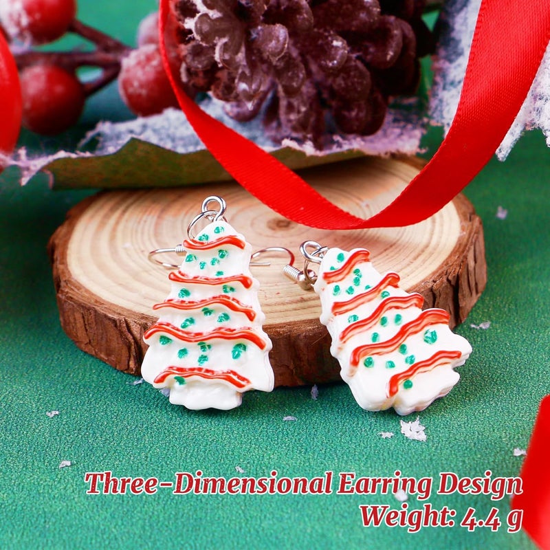 PEALICIOUS Christmas Earrings for Women Cute Cat Earings Christmas Tree Cakes Accessories Gingerbread House Earrings Dangling Pink Xmas Gifts Matching Womens Xmas Costume Holiday Jewelry - Image 4